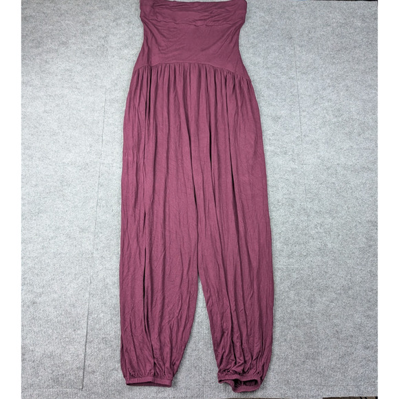 Free People Beach Jumpsuit Womens Small Mora Maroon Strapless Balloon Leg Boho - Picture 2 of 8